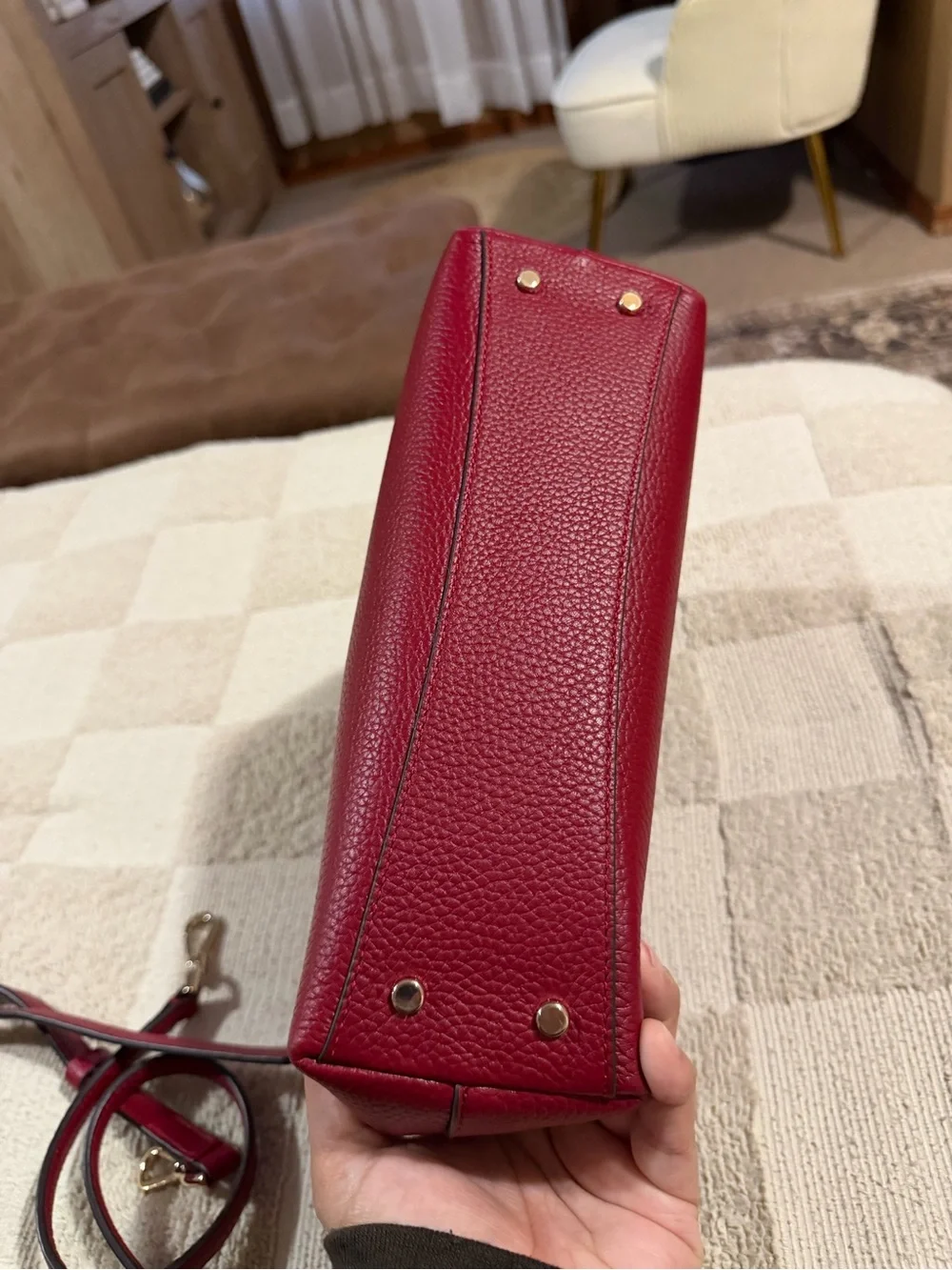 kate spade Red Pebbled Leather Chain-Handle Satchel